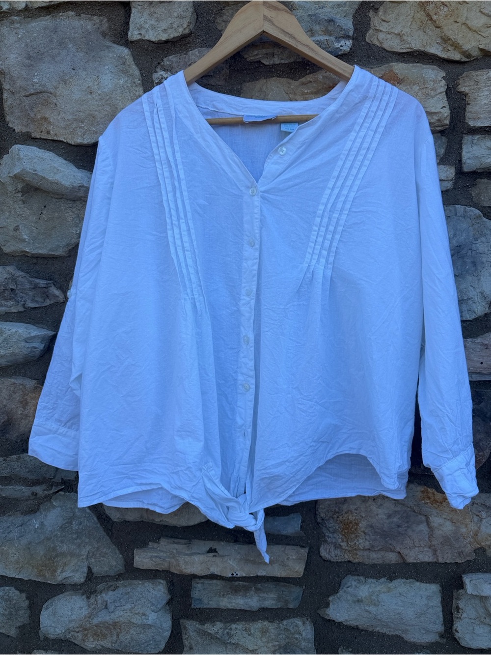 Company One Women’s White Button-Front Tie blouse 2X
